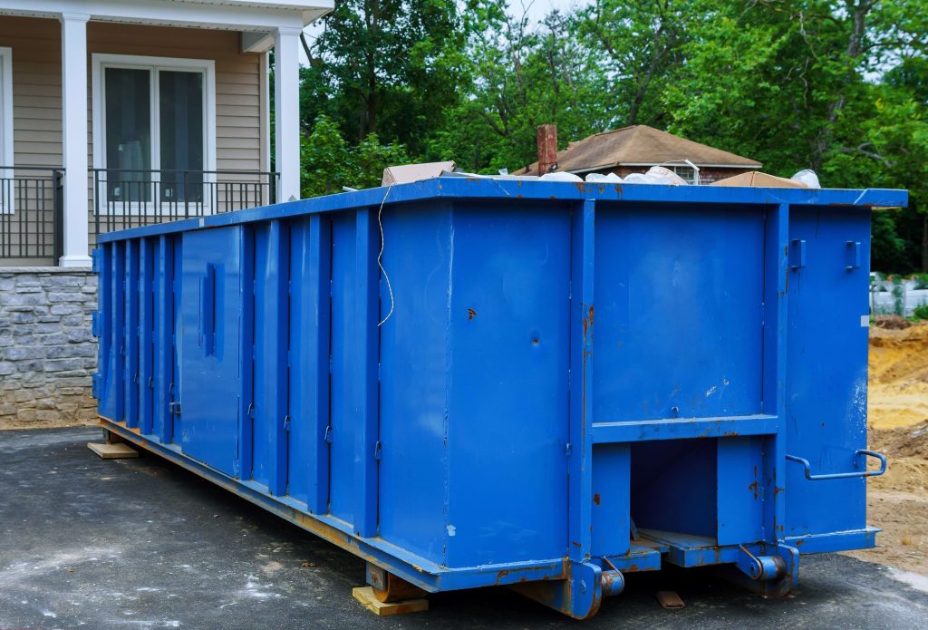 Diamond Disposal mini bin on a St. Marys driveway.